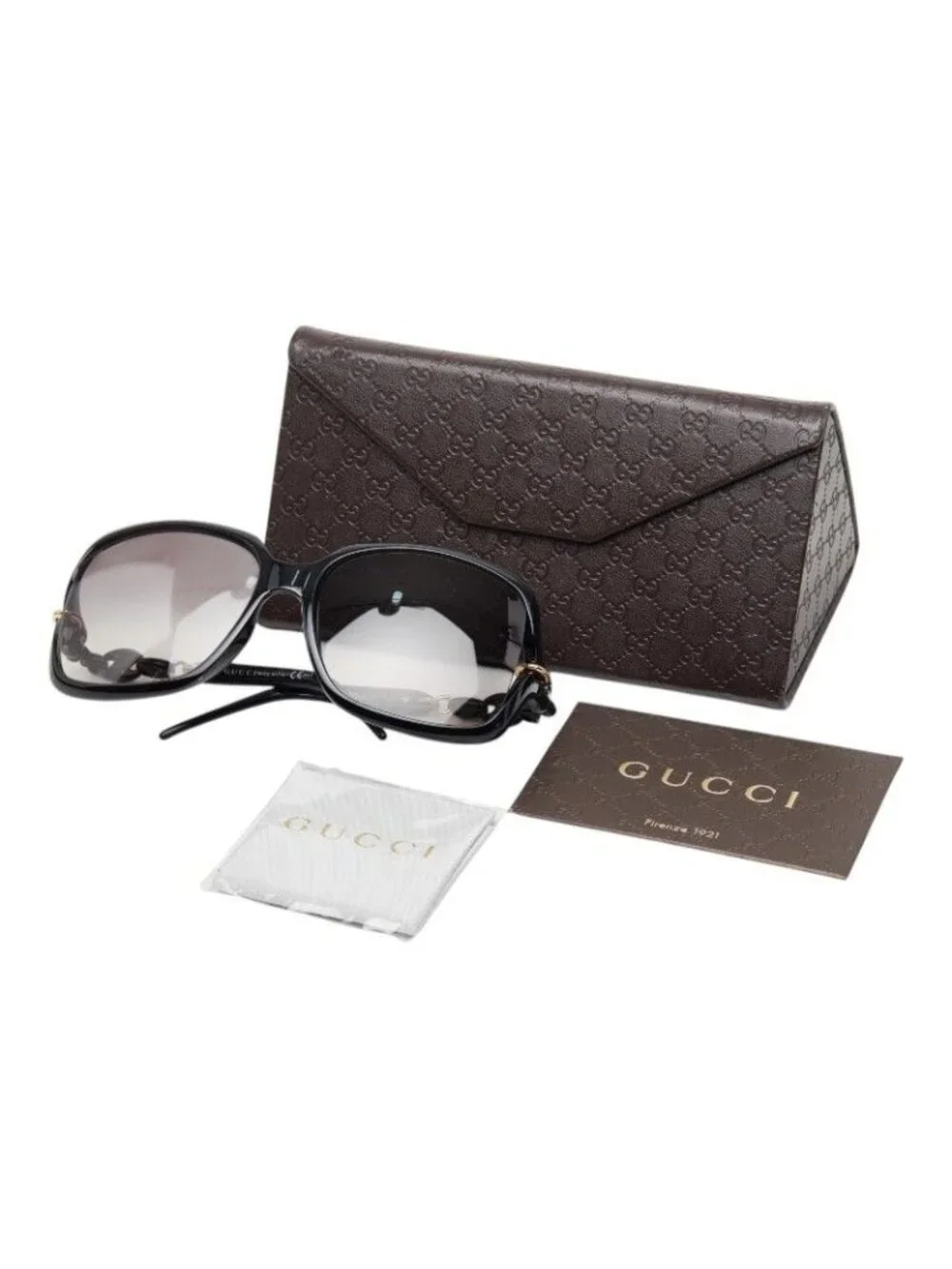 Gucci Marina Chain Gradient Lens Sunglasses Black Acetate Eyewear